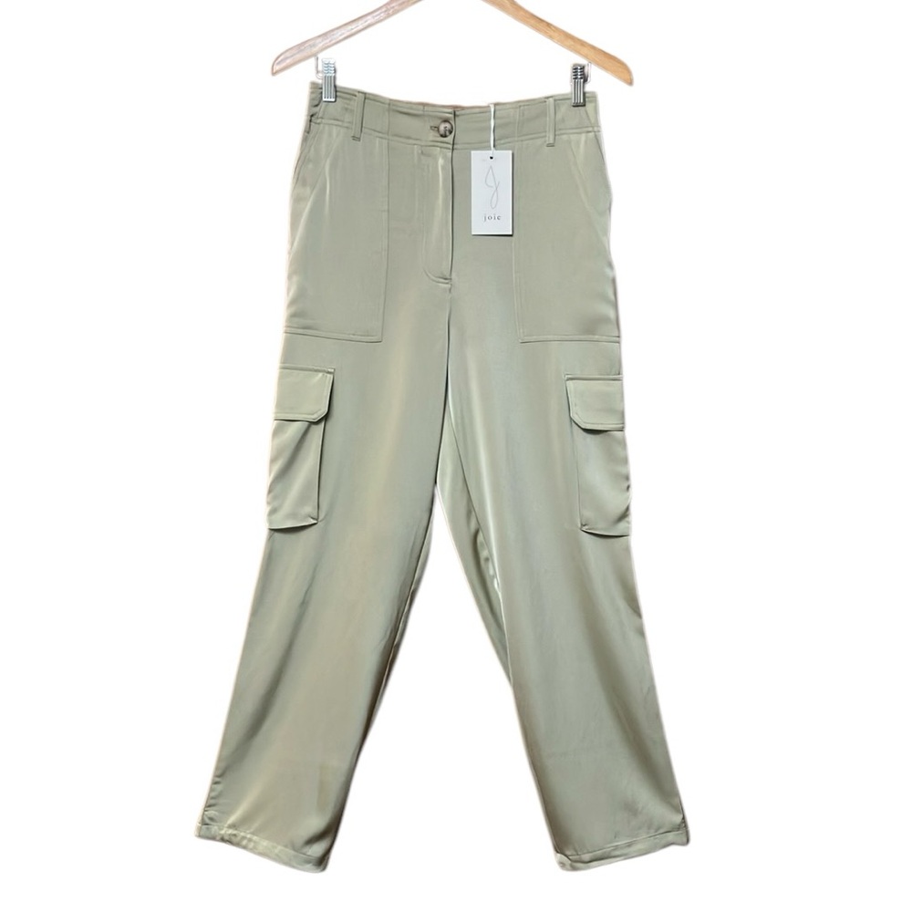 JOIE Satin Cargo Pants Beige Sage NWT